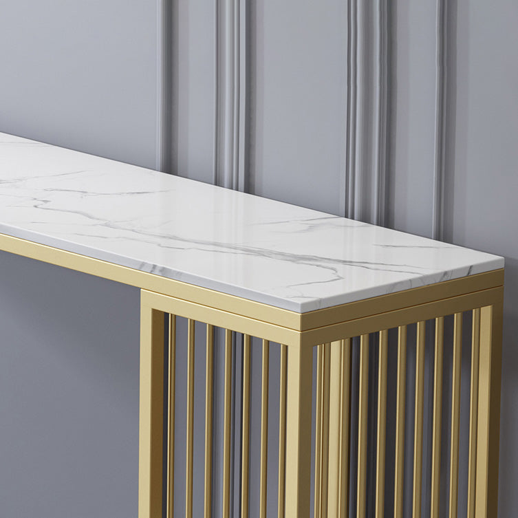 Rectangular Artificial Marble Pub Table Luxurious Bistro Table with Double Pedestal Clearhalo 'Bar Furniture' 'Bar Tables' 'bar_tables' 'furn' 'furn_bar_tables' 'Furniture' 'Kitchen & Dining Furniture' 5652000