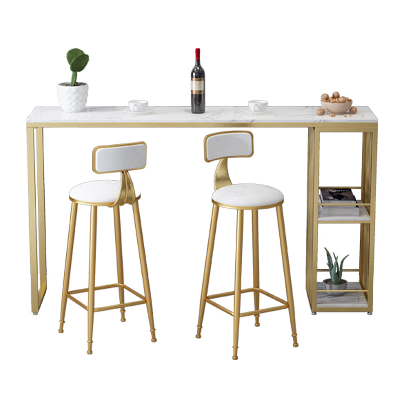 Rectangular Artificial Marble Pub Table Luxurious Bistro Table with Double Pedestal Clearhalo 'Bar Furniture' 'Bar Tables' 'bar_tables' 'furn' 'furn_bar_tables' 'Furniture' 'Kitchen & Dining Furniture' 5652002