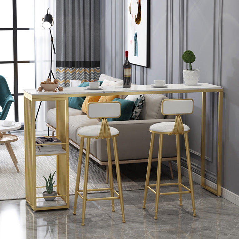 Rectangular Artificial Marble Pub Table Luxurious Bistro Table with Double Pedestal Clearhalo 'Bar Furniture' 'Bar Tables' 'bar_tables' 'furn' 'furn_bar_tables' 'Furniture' 'Kitchen & Dining Furniture' 5652004