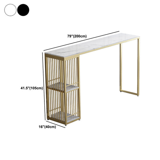 Rectangular Artificial Marble Pub Table Luxurious Bistro Table with Double Pedestal Clearhalo 'Bar Furniture' 'Bar Tables' 'bar_tables' 'furn' 'furn_bar_tables' 'Furniture' 'Kitchen & Dining Furniture' 5652009