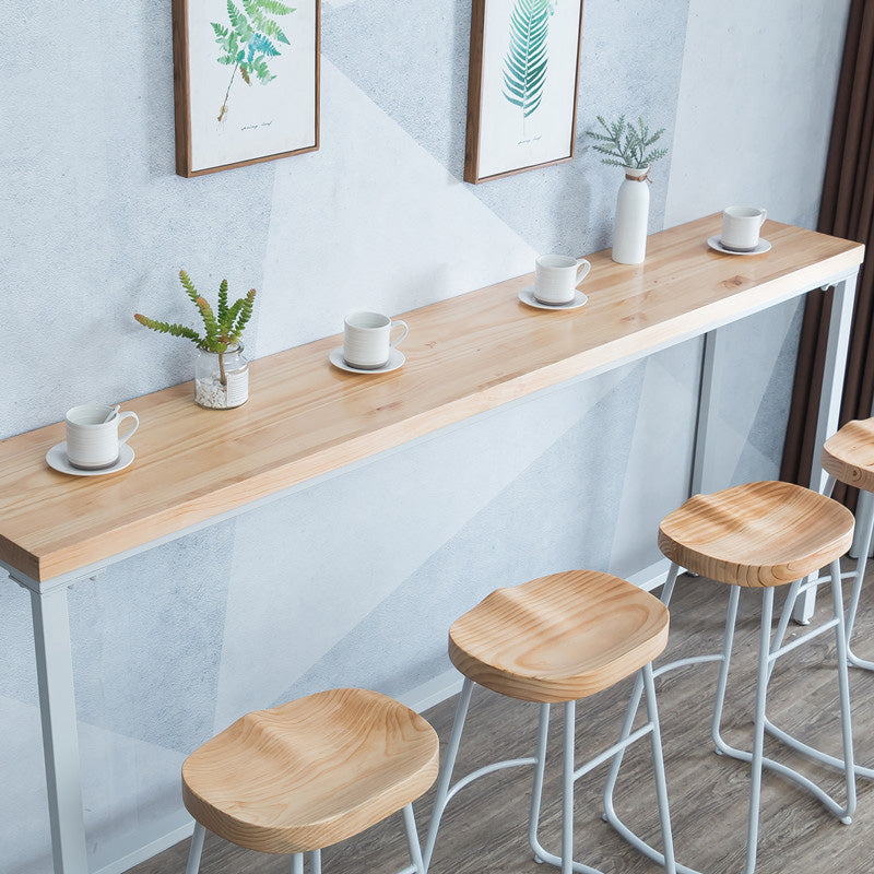 Mesa de bar rectangular estilo Glam, mesa de comedor de barra fija de madera maciza para interiores