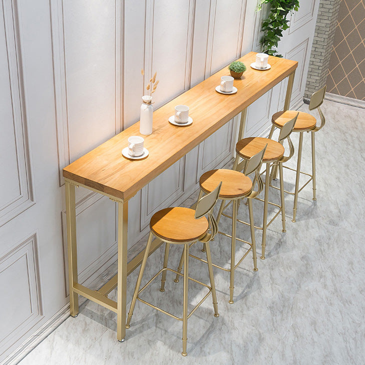 Mesa de bar rectangular estilo Glam, mesa de comedor de barra fija de madera maciza para interiores