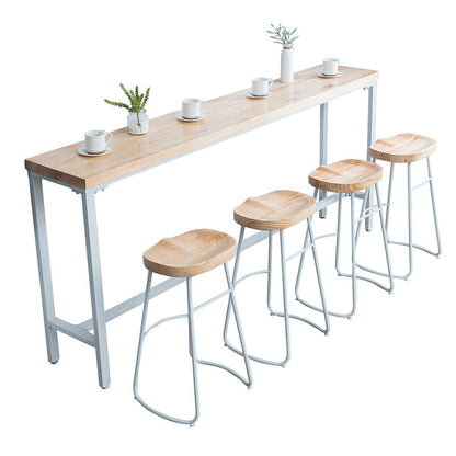 Mesa de bar rectangular estilo Glam, mesa de comedor de barra fija de madera maciza para interiores
