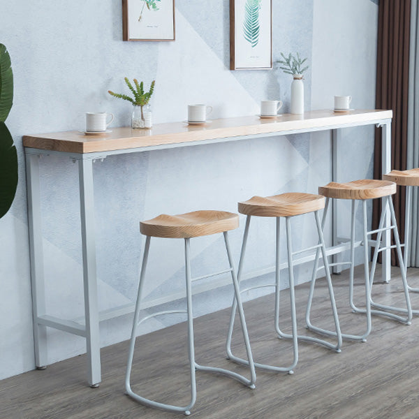 Mesa de bar rectangular estilo Glam, mesa de comedor de barra fija de madera maciza para interiores
