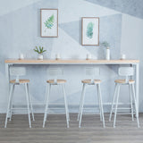 Glam Style Rectangle Bar Table Solid Wood Fixed Bar Dining Table for Indoor