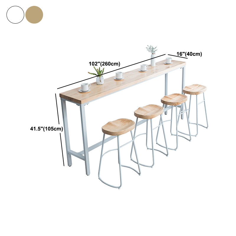 Mesa de bar rectangular estilo Glam, mesa de comedor de barra fija de madera maciza para interiores