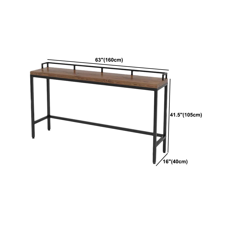 Rectangular Pine Wood Top Bistro Table Industrial Bar Table with Trestle Base in Black Clearhalo 'Bar Furniture' 'Bar Tables' 'bar_tables' 'furn' 'furn_bar_tables' 'Furniture' 'Kitchen & Dining Furniture' 5652106