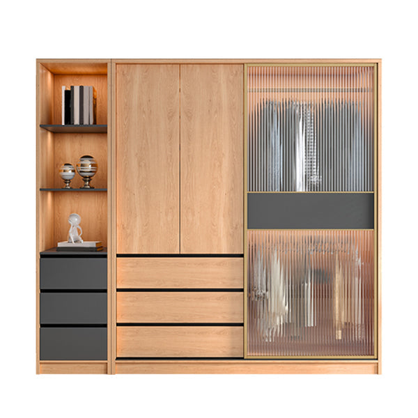 Sliding Engineered Wood Wardrobe Closet Modern Wardrobe Cabinet 47"L x 24"W x 83"H Armoires & Sideboard Clearhalo 'Armoires & Wardrobes' 'armoires_wardrobes' 'Bedroom Furniture' 'furn' 'furn_armoires_wardrobes' 'Furniture' 5652200