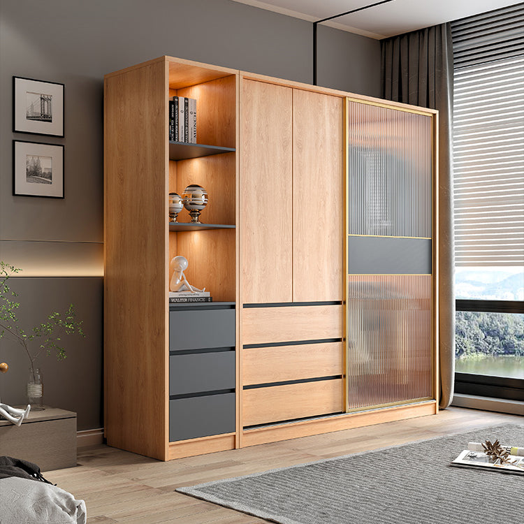 Sliding Engineered Wood Wardrobe Closet Modern Wardrobe Cabinet Clearhalo 'Armoires & Wardrobes' 'armoires_wardrobes' 'Bedroom Furniture' 'furn' 'furn_armoires_wardrobes' 'Furniture' 5652213