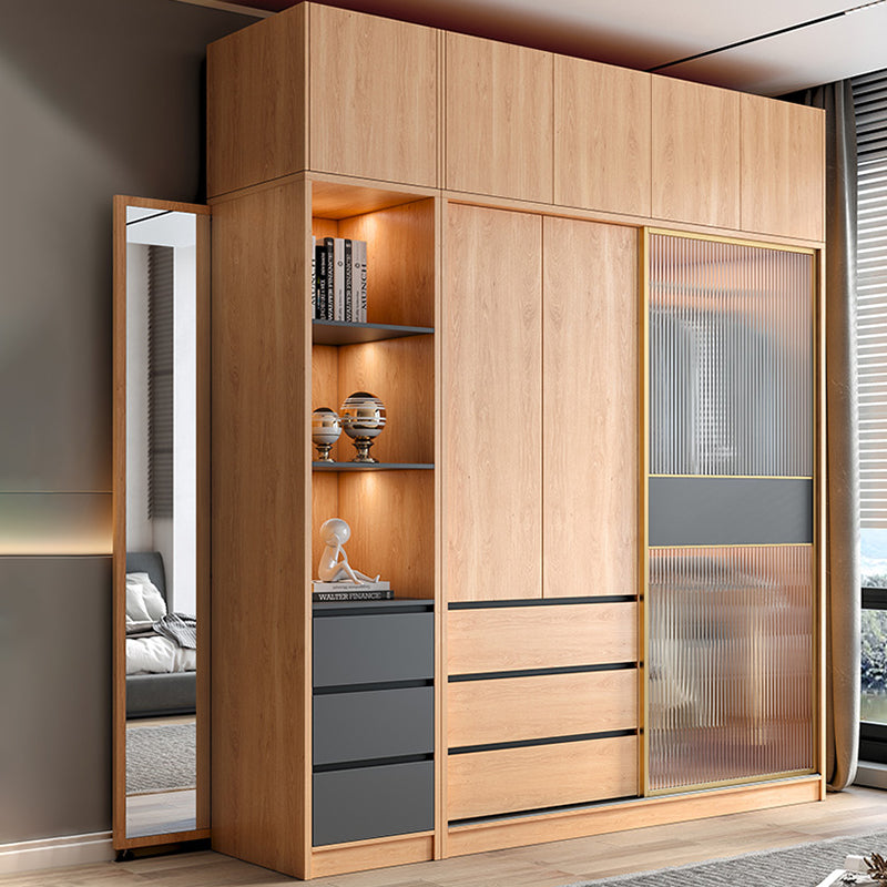 Sliding Engineered Wood Wardrobe Closet Modern Wardrobe Cabinet Clearhalo 'Armoires & Wardrobes' 'armoires_wardrobes' 'Bedroom Furniture' 'furn' 'furn_armoires_wardrobes' 'Furniture' 5652215