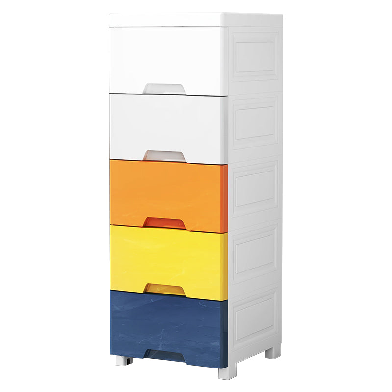 Plastic Home Non-Hanging Armoire Modern Style Storage Cabinet with Caster Wheels 12.2"L x 13"W x 33.5"H Multi-Color 5 Clearhalo 'Armoires & Wardrobes' 'armoires_wardrobes' 'Bedroom Furniture' 'furn' 'furn_armoires_wardrobes' 'Furniture' 5652297