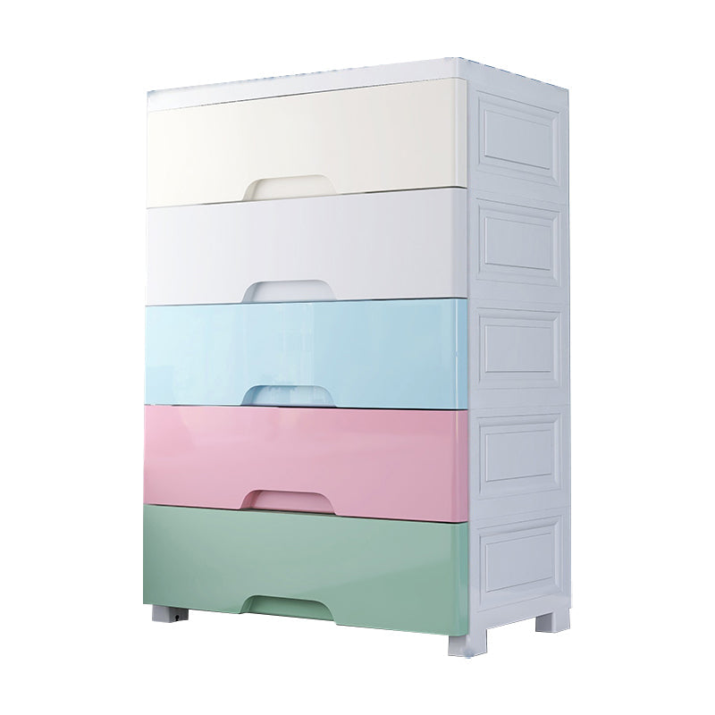 Plastic Home Non-Hanging Armoire Modern Style Storage Cabinet with Caster Wheels 18"L x 12"W x 32"H Multi-Color 5 Clearhalo 'Armoires & Wardrobes' 'armoires_wardrobes' 'Bedroom Furniture' 'furn' 'furn_armoires_wardrobes' 'Furniture' 5652299