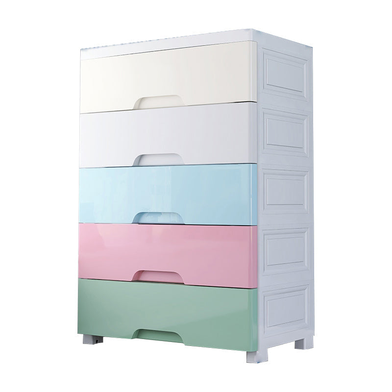 Plastic Home Non-Hanging Armoire Modern Style Storage Cabinet with Caster Wheels 20"L x 12"W x 32"H Multi-Color 5 Clearhalo 'Armoires & Wardrobes' 'armoires_wardrobes' 'Bedroom Furniture' 'furn' 'furn_armoires_wardrobes' 'Furniture' 5652300