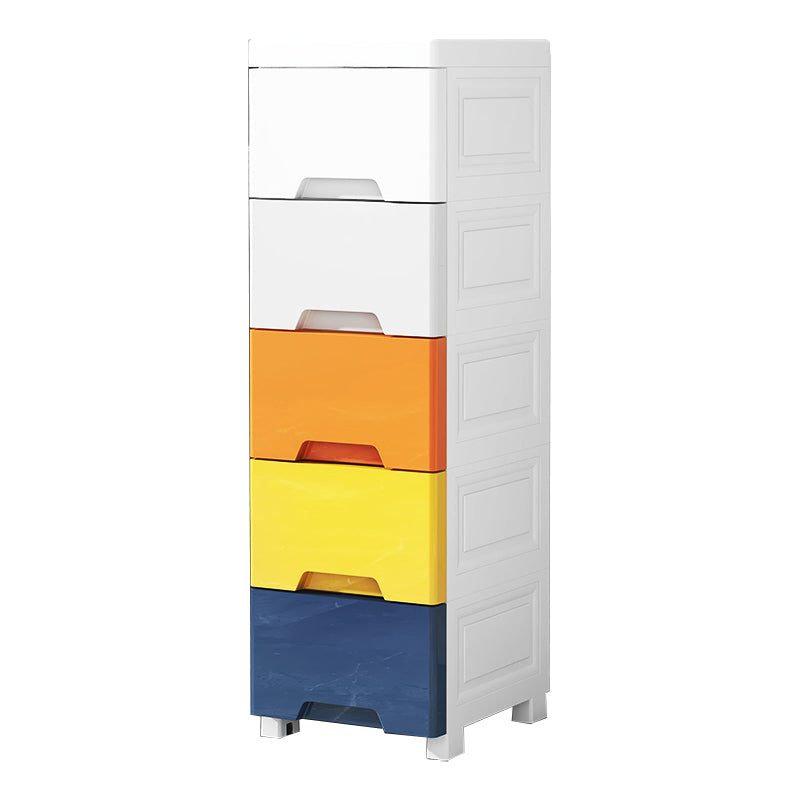 Plastic Home Non-Hanging Armoire Modern Style Storage Cabinet with Caster Wheels 10"L x 12"W x 33"H Multi-Color 5 Clearhalo 'Armoires & Wardrobes' 'armoires_wardrobes' 'Bedroom Furniture' 'furn' 'furn_armoires_wardrobes' 'Furniture' 5652305