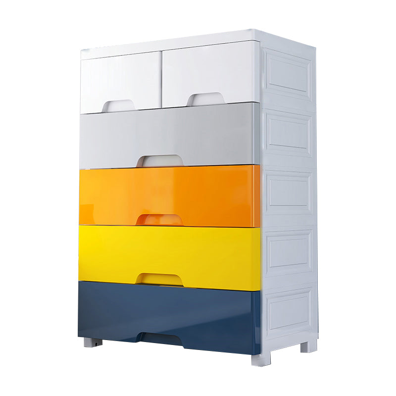 Plastic Home Non-Hanging Armoire Modern Style Storage Cabinet with Caster Wheels 20"L x 12"W x 32"H Multi-Color 6 Clearhalo 'Armoires & Wardrobes' 'armoires_wardrobes' 'Bedroom Furniture' 'furn' 'furn_armoires_wardrobes' 'Furniture' 5652306