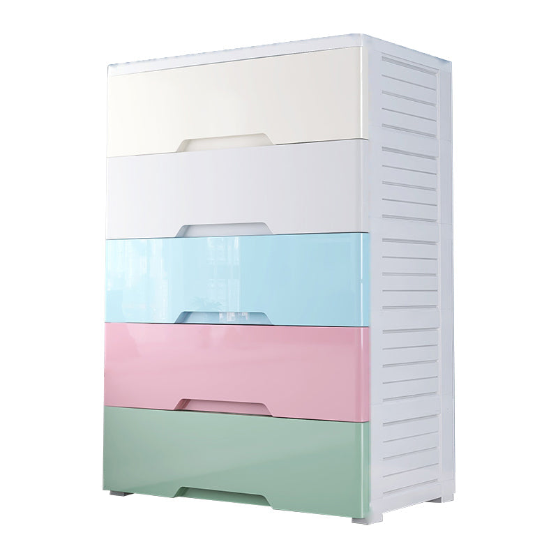 Plastic Home Non-Hanging Armoire Modern Style Storage Cabinet with Caster Wheels 25"L x 13"W x 33"H Multi-Color 5 Clearhalo 'Armoires & Wardrobes' 'armoires_wardrobes' 'Bedroom Furniture' 'furn' 'furn_armoires_wardrobes' 'Furniture' 5652317