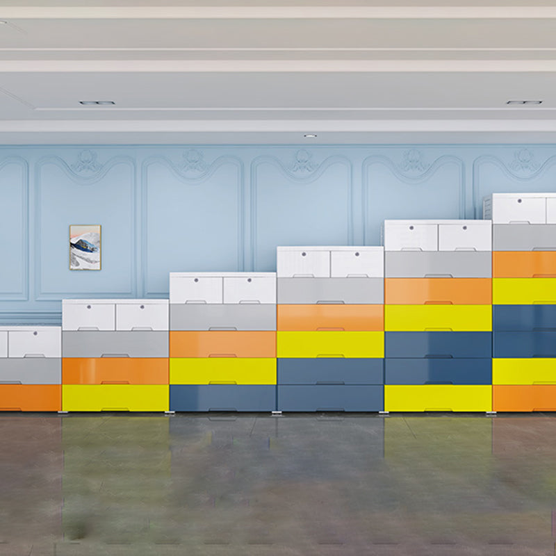 Plastic Home Non-Hanging Armoire Modern Style Storage Cabinet with Caster Wheels Clearhalo 'Armoires & Wardrobes' 'armoires_wardrobes' 'Bedroom Furniture' 'furn' 'furn_armoires_wardrobes' 'Furniture' 5652323