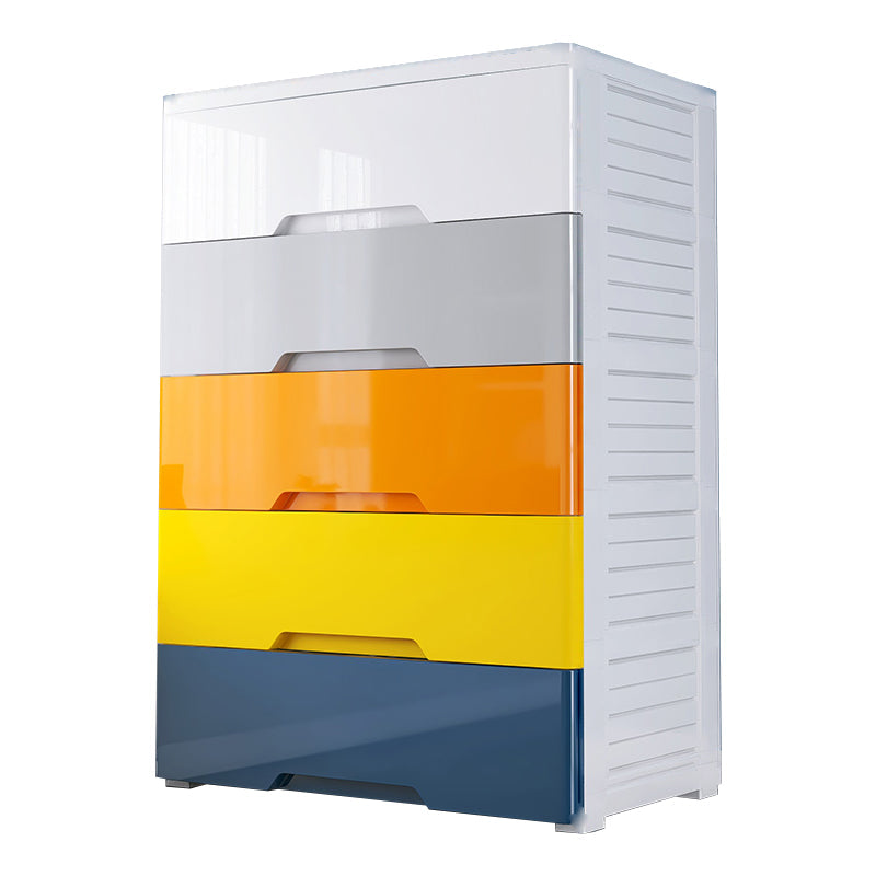 Plastic Home Non-Hanging Armoire Modern Style Storage Cabinet with Caster Wheels 27.5"L x 14.5"W x 42"H Multi-Color 5 Clearhalo 'Armoires & Wardrobes' 'armoires_wardrobes' 'Bedroom Furniture' 'furn' 'furn_armoires_wardrobes' 'Furniture' 5652326