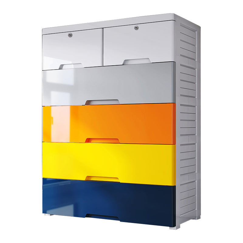 Plastic Home Non-Hanging Armoire Modern Style Storage Cabinet with Caster Wheels 31"L x 15"W x 42"H Multi-Color 6 Clearhalo 'Armoires & Wardrobes' 'armoires_wardrobes' 'Bedroom Furniture' 'furn' 'furn_armoires_wardrobes' 'Furniture' 5652329