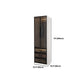 Brown Glass Door Wardrobe for Home Contemporary Hinged Door Storage Cabinet