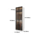 Brown Glass Door Wardrobe for Home Contemporary Hinged Door Storage Cabinet