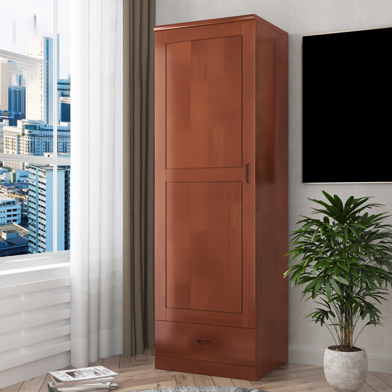 Traditional Wardrobe Cabinet Hinged Rubberwood Wardrobe Armoire 24"L x 20"W x 75"H Brown Clearhalo 'Armoires & Wardrobes' 'armoires_wardrobes' 'Bedroom Furniture' 'furn' 'furn_armoires_wardrobes' 'Furniture' 5652366