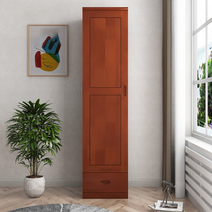 Traditional Wardrobe Cabinet Hinged Rubberwood Wardrobe Armoire 18"L x 20"W x 75"H Brown Clearhalo 'Armoires & Wardrobes' 'armoires_wardrobes' 'Bedroom Furniture' 'furn' 'furn_armoires_wardrobes' 'Furniture' 5652369