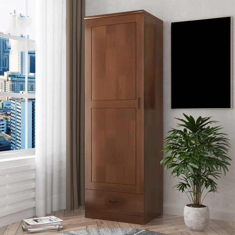 Traditional Wardrobe Cabinet Hinged Rubberwood Wardrobe Armoire 24"L x 20"W x 75"H Walnut Clearhalo 'Armoires & Wardrobes' 'armoires_wardrobes' 'Bedroom Furniture' 'furn' 'furn_armoires_wardrobes' 'Furniture' 5652370
