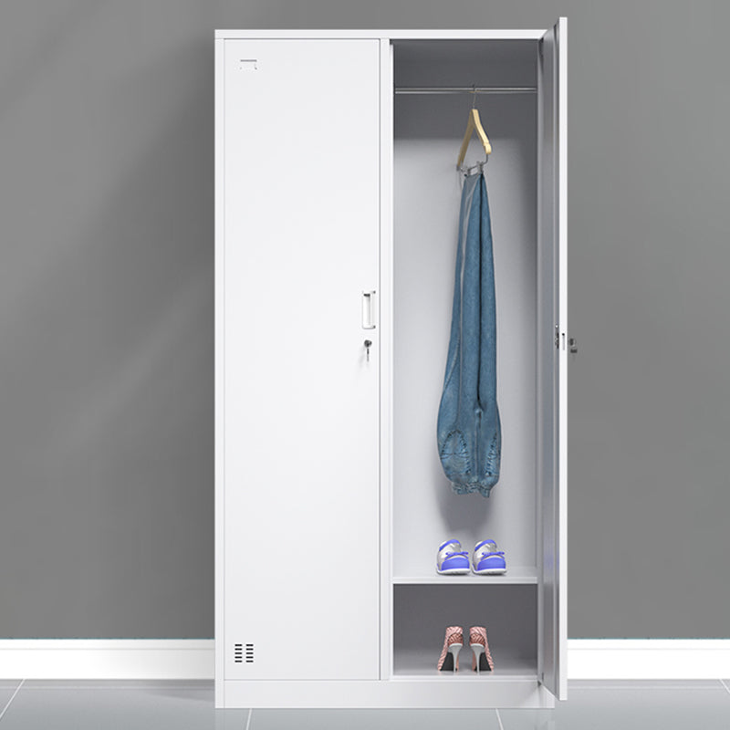 Contemporary Style Wardrobe Armoire Grey Steel Wardrobe Cabinet