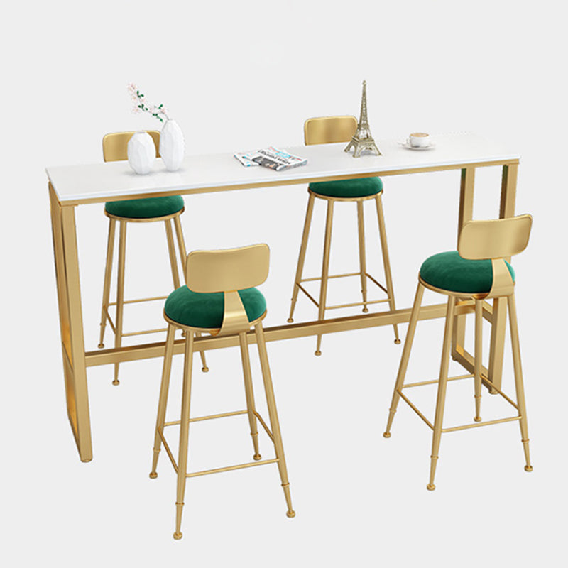 Taburete de tela de taburete de barra de glam metal con patas doradas en acabado mate
