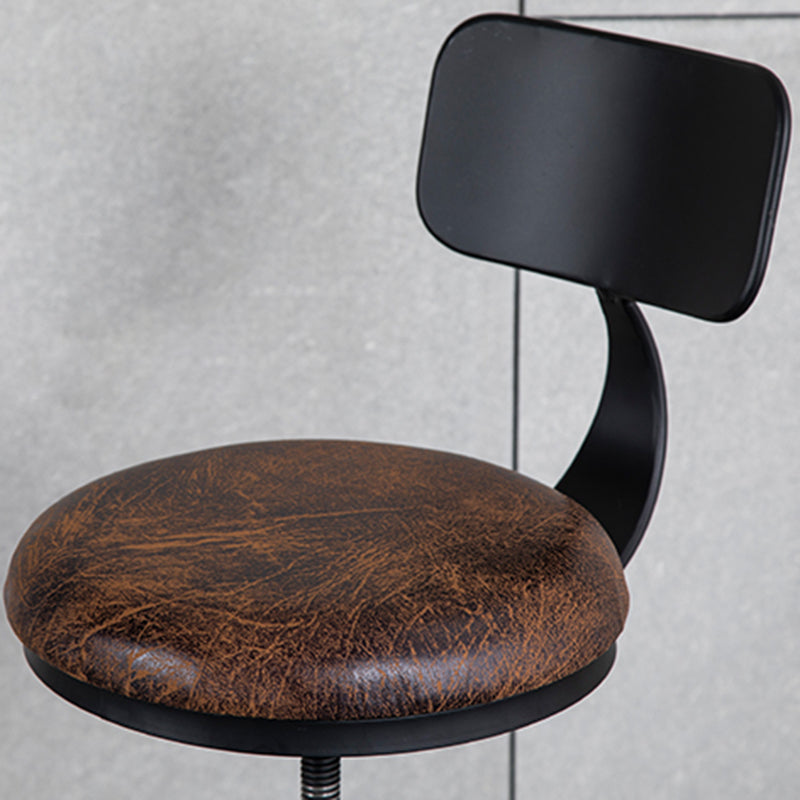 Scandinavische metalen barkruk lederen aanrechtkruk met 4 poten in matte afwerking