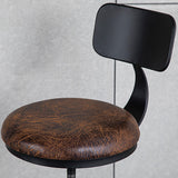 Scandinavische metalen barkruk lederen aanrechtkruk met 4 poten in matte afwerking