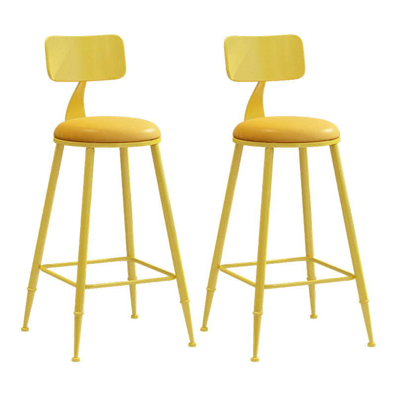 Contemporary Metal Stool PU Leather Barstools in Matte Finish for Indoor
