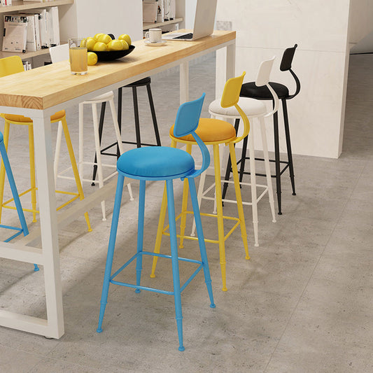 Contemporary Metal Stool PU Leather Barstools in Matte Finish for Indoor