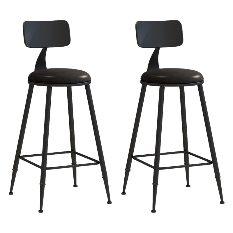 Contemporary Metal Stool PU Leather Barstools in Matte Finish for Indoor