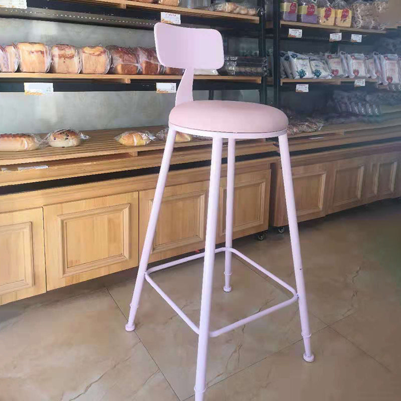 Contemporary Metal Stool PU Leather Barstools in Matte Finish for Indoor