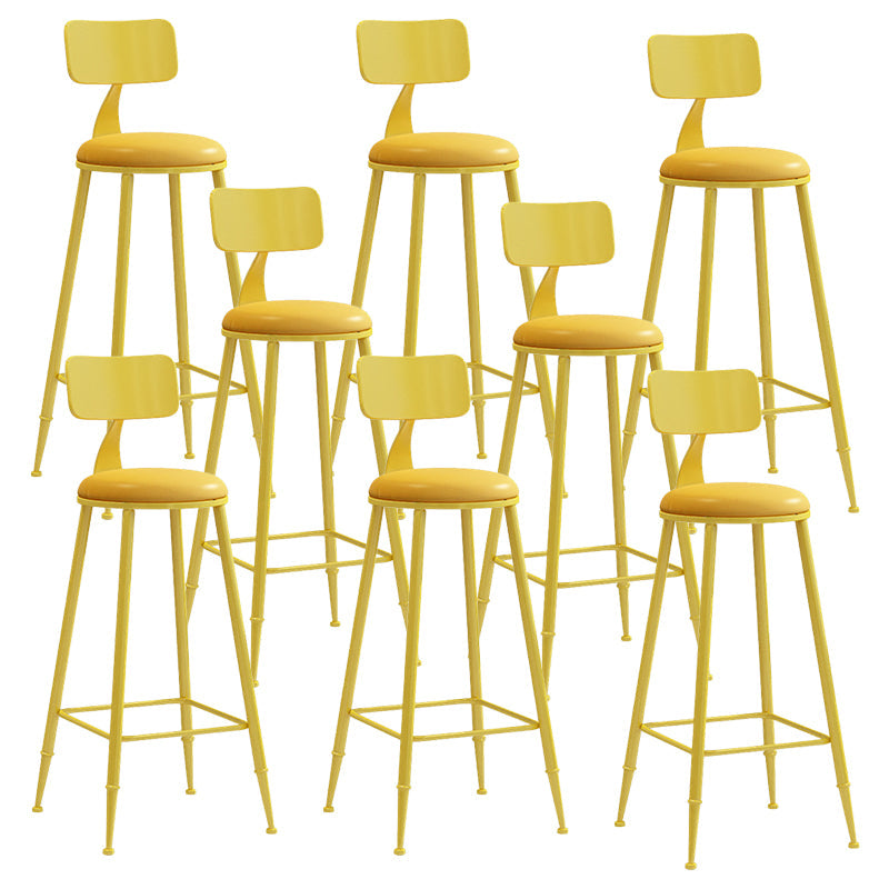 Contemporary Metal Stool PU Leather Barstools in Matte Finish for Indoor
