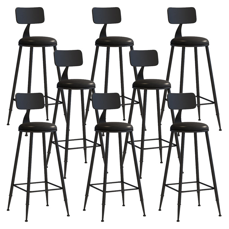 Contemporary Metal Stool PU Leather Barstools in Matte Finish for Indoor