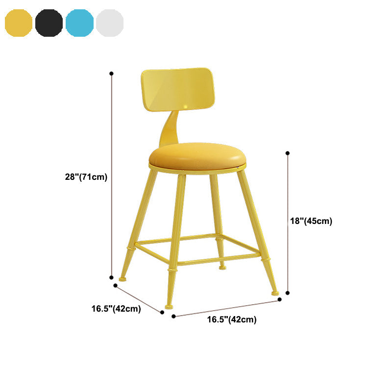 Contemporary Metal Stool PU Leather Barstools in Matte Finish for Indoor