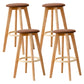 Contemporary Wood Barstool Fabric Upholstered Counter Stool in Matte Finish for Indoor