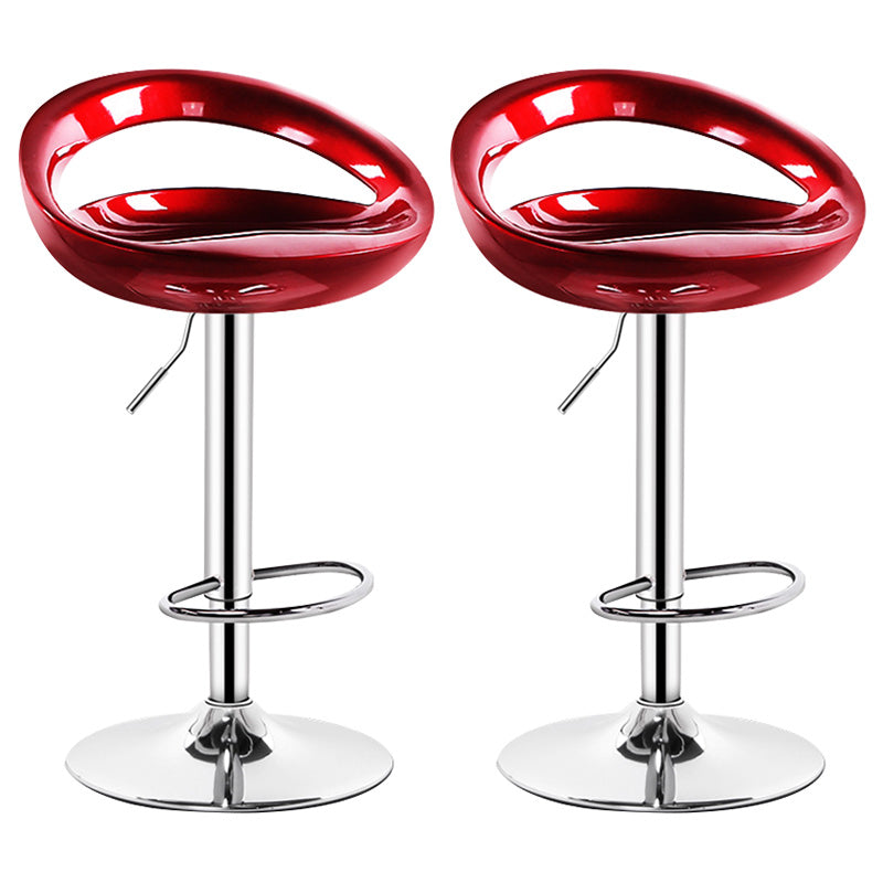 Contemporary Metal Barstool Adjustable Plastic Counter Stool in Matte Finish for Indoor Burgundy 2 Piece Set Clearhalo 'Bar Furniture' 'Bar Stools' 'bar_stools' 'furn' 'furn_bar_stools' 'Furniture' 'Kitchen & Dining Furniture' 5653896