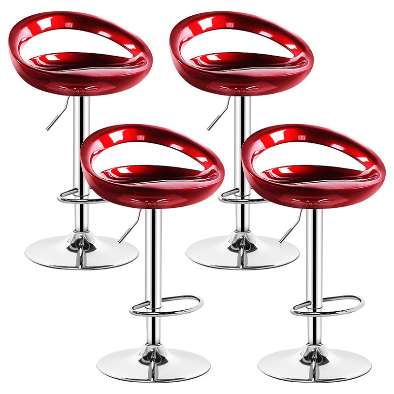 Contemporary Metal Barstool Adjustable Plastic Counter Stool in Matte Finish for Indoor Burgundy 4 Piece Set Clearhalo 'Bar Furniture' 'Bar Stools' 'bar_stools' 'furn' 'furn_bar_stools' 'Furniture' 'Kitchen & Dining Furniture' 5653898