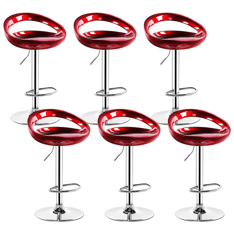 Contemporary Metal Barstool Adjustable Plastic Counter Stool in Matte Finish for Indoor Burgundy 6 Piece Set Clearhalo 'Bar Furniture' 'Bar Stools' 'bar_stools' 'furn' 'furn_bar_stools' 'Furniture' 'Kitchen & Dining Furniture' 5653899
