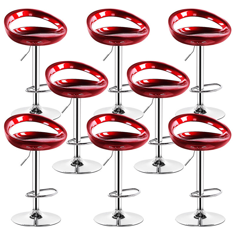 Contemporary Metal Barstool Adjustable Plastic Counter Stool in Matte Finish for Indoor Burgundy 8 Piece Set Clearhalo 'Bar Furniture' 'Bar Stools' 'bar_stools' 'furn' 'furn_bar_stools' 'Furniture' 'Kitchen & Dining Furniture' 5653902