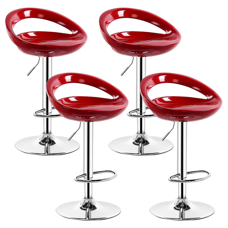 Contemporary Metal Barstool Adjustable Plastic Counter Stool in Matte Finish for Indoor Red 4 Piece Set Clearhalo 'Bar Furniture' 'Bar Stools' 'bar_stools' 'furn' 'furn_bar_stools' 'Furniture' 'Kitchen & Dining Furniture' 5653908
