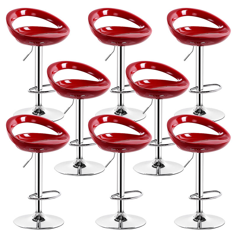 Contemporary Metal Barstool Adjustable Plastic Counter Stool in Matte Finish for Indoor Red 8 Piece Set Clearhalo 'Bar Furniture' 'Bar Stools' 'bar_stools' 'furn' 'furn_bar_stools' 'Furniture' 'Kitchen & Dining Furniture' 5653911