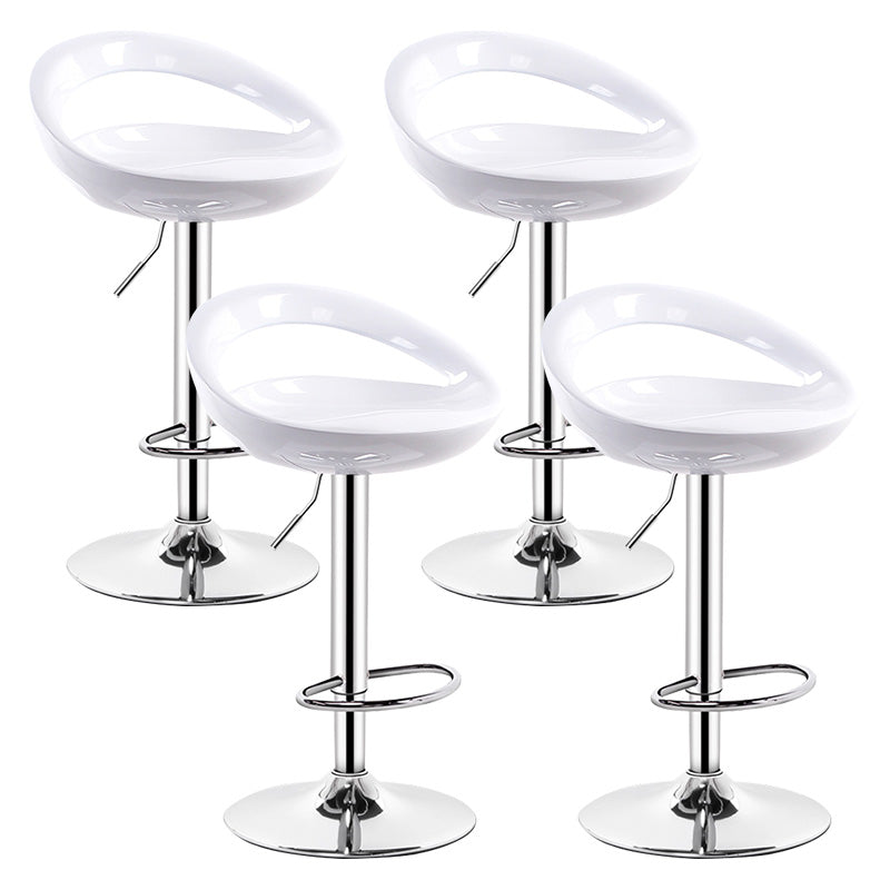 Contemporary Metal Barstool Adjustable Plastic Counter Stool in Matte Finish for Indoor White 4 Piece Set Clearhalo 'Bar Furniture' 'Bar Stools' 'bar_stools' 'furn' 'furn_bar_stools' 'Furniture' 'Kitchen & Dining Furniture' 5653914