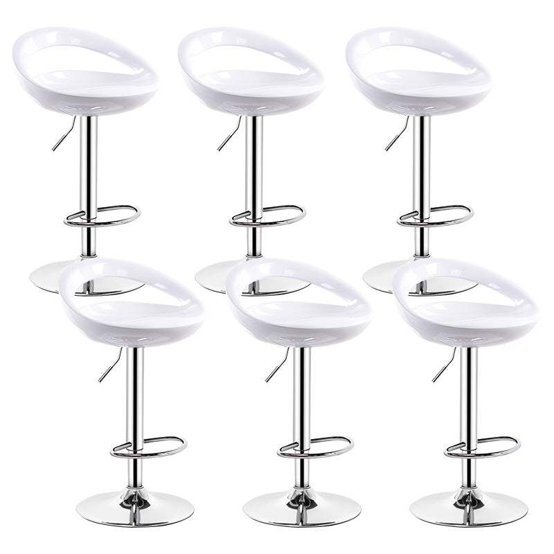 Contemporary Metal Barstool Adjustable Plastic Counter Stool in Matte Finish for Indoor White 6 Piece Set Clearhalo 'Bar Furniture' 'Bar Stools' 'bar_stools' 'furn' 'furn_bar_stools' 'Furniture' 'Kitchen & Dining Furniture' 5653915