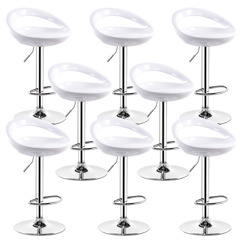 Contemporary Metal Barstool Adjustable Plastic Counter Stool in Matte Finish for Indoor White 8 Piece Set Clearhalo 'Bar Furniture' 'Bar Stools' 'bar_stools' 'furn' 'furn_bar_stools' 'Furniture' 'Kitchen & Dining Furniture' 5653916