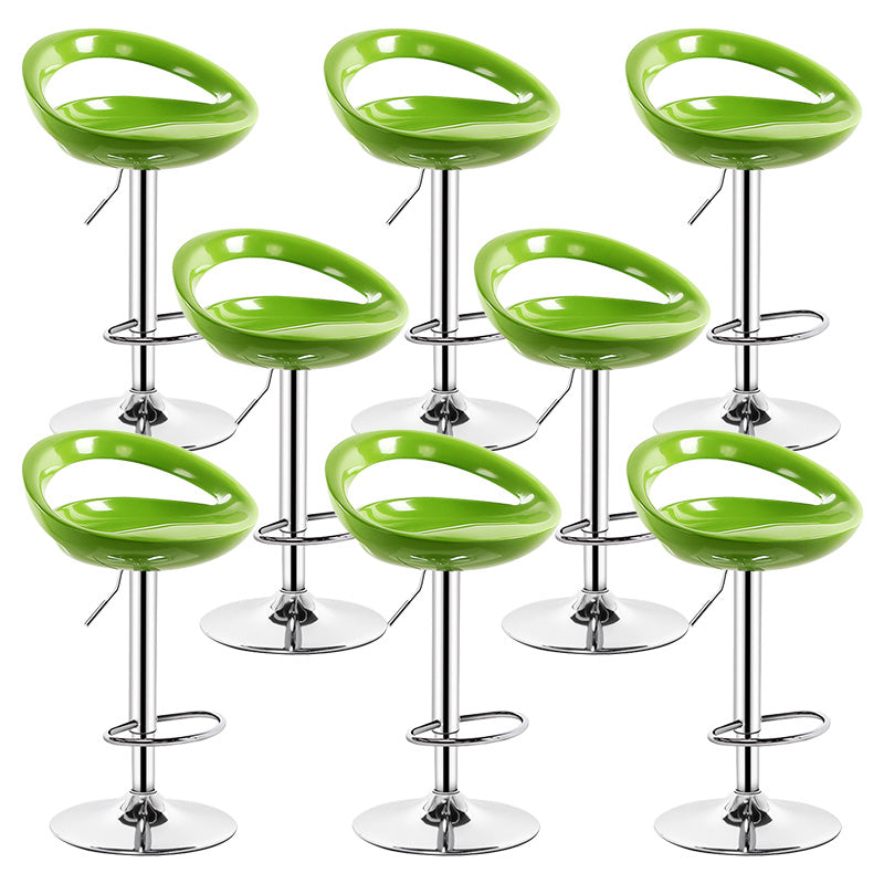 Contemporary Metal Barstool Adjustable Plastic Counter Stool in Matte Finish for Indoor Green 8 Piece Set Clearhalo 'Bar Furniture' 'Bar Stools' 'bar_stools' 'furn' 'furn_bar_stools' 'Furniture' 'Kitchen & Dining Furniture' 5653921